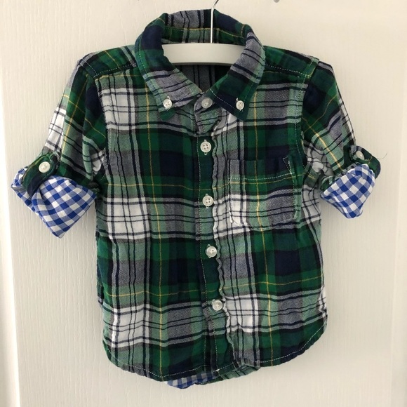 Gap Long Sleeve Plaid Shirt Size 12-18 Months - Picture 1 of 8